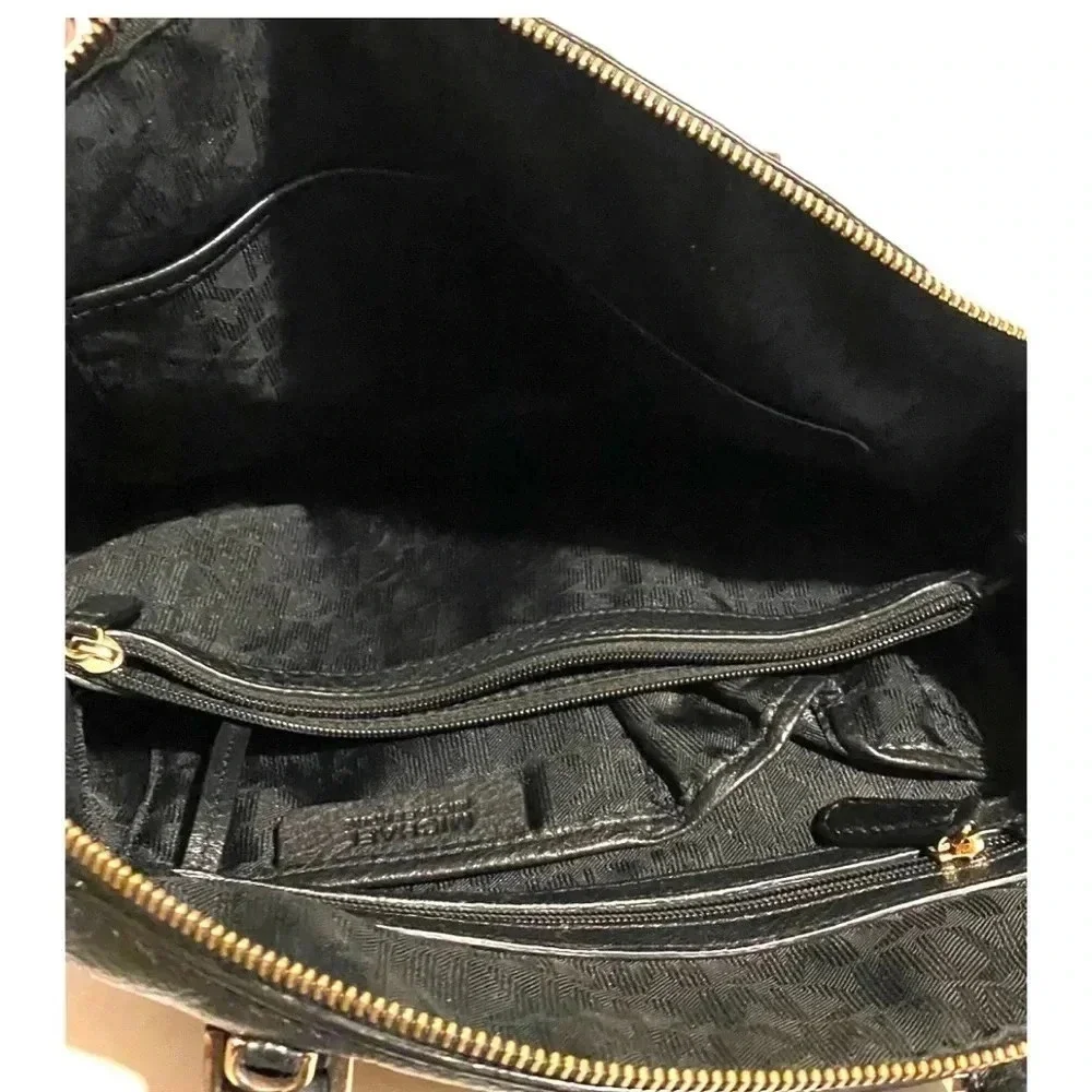 Michael Kors black leather satchel handbag